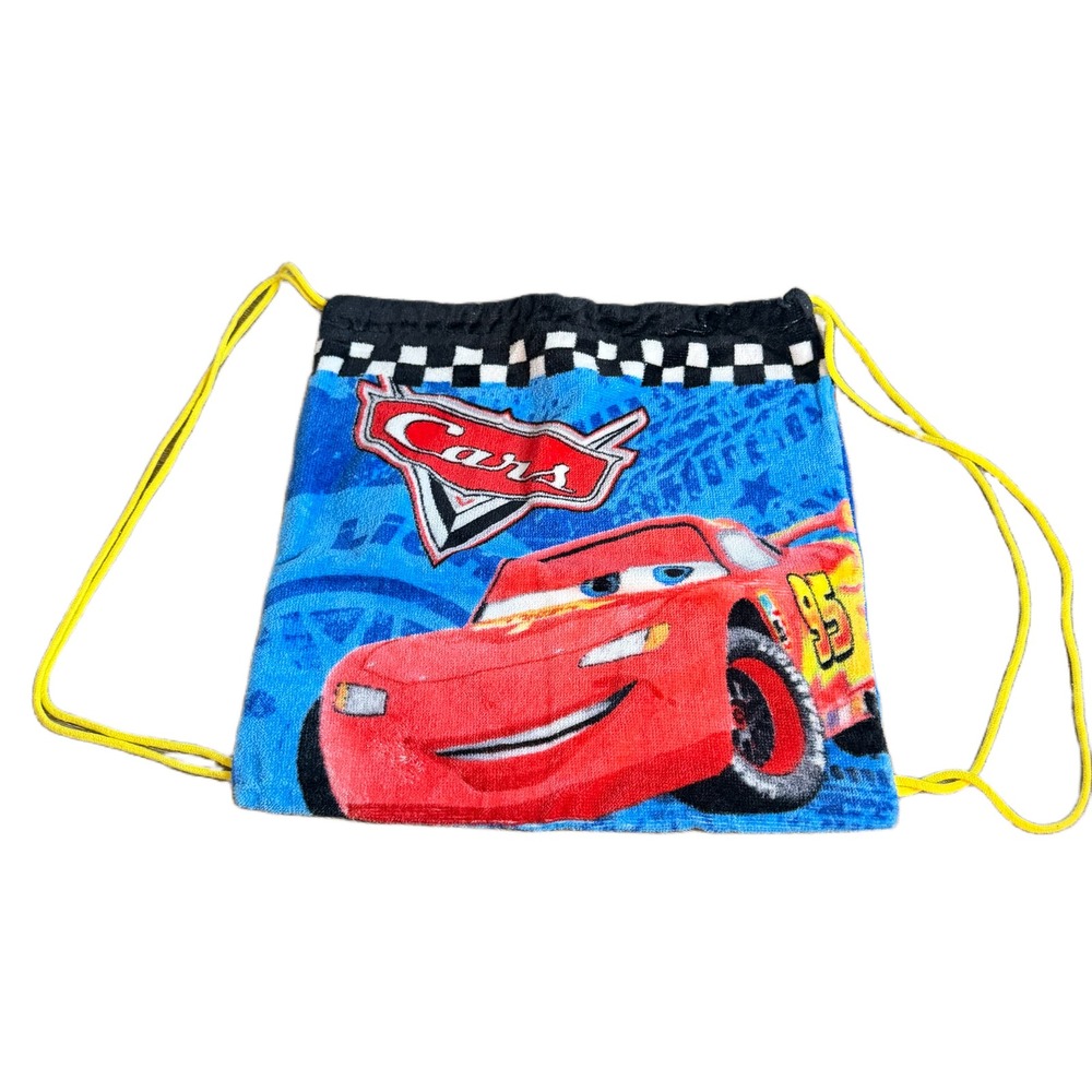 Disney Jumping Beans Pixar Cars Lightning McQueen Terry Drawstring Bag 12x11